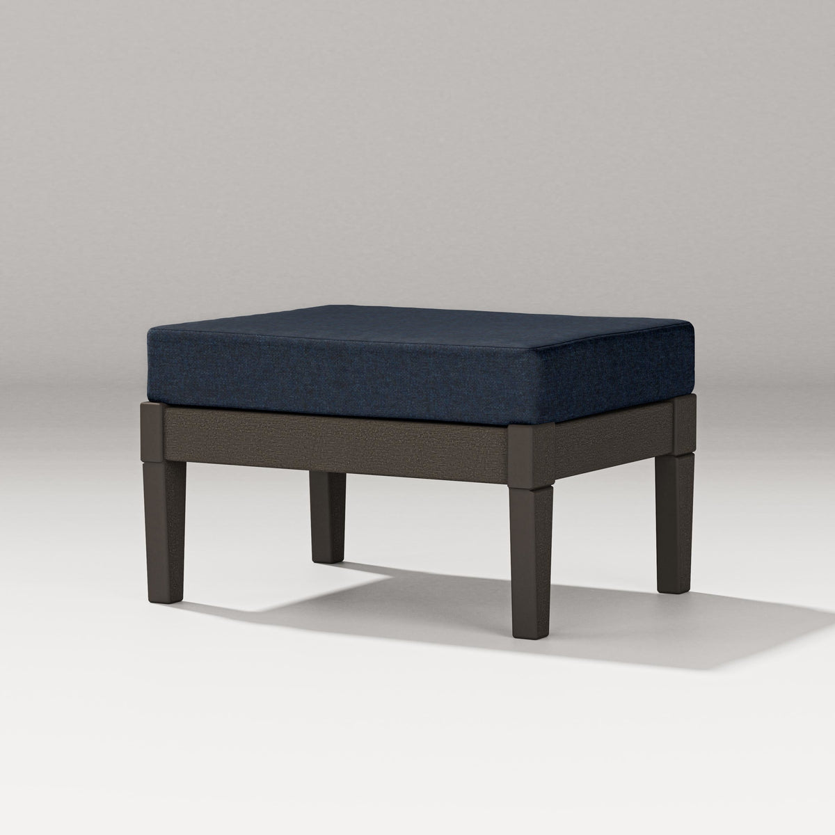 POLYWOOD Estate Lounge Ottoman in Vintage Coffee / Marine Indigo