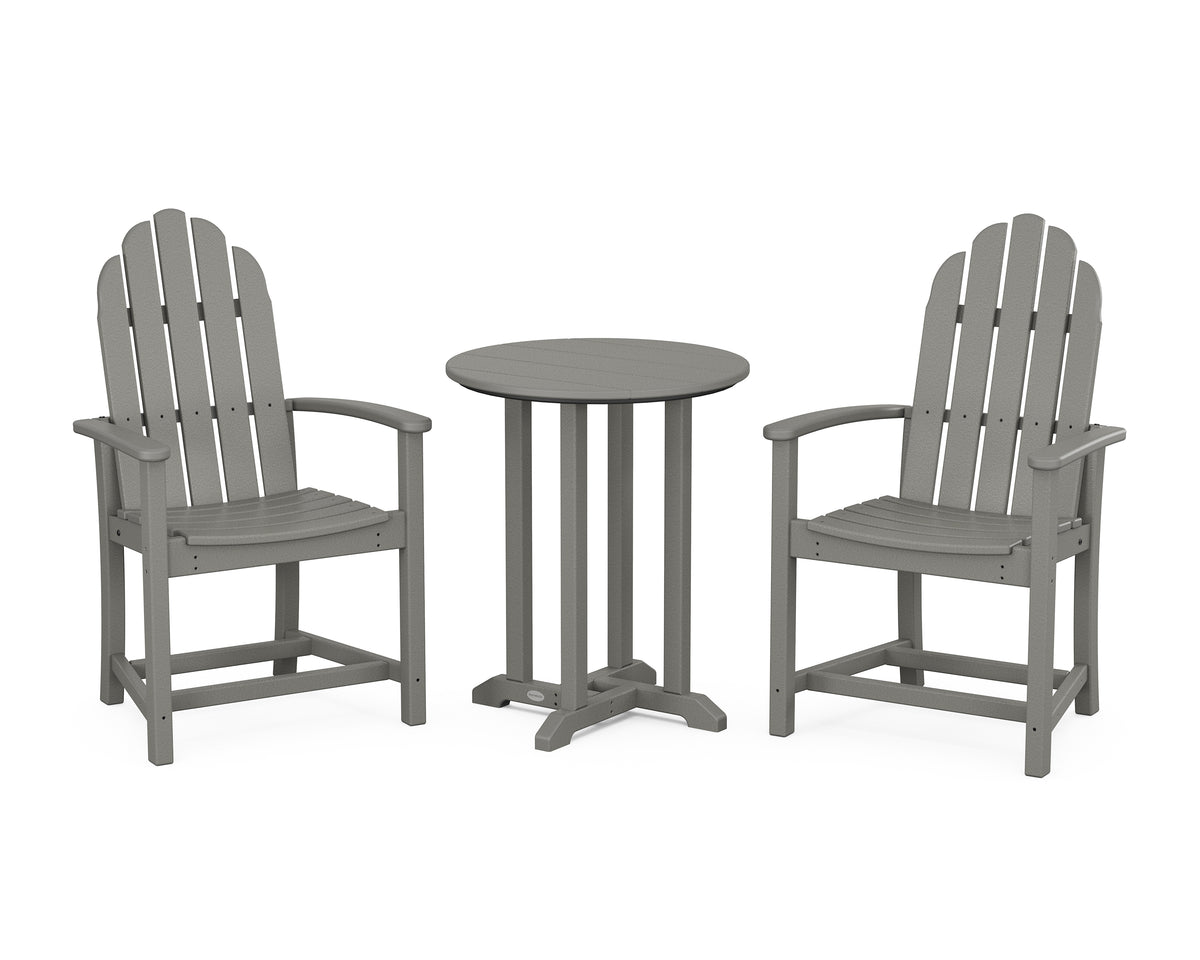 POLYWOOD Classic Adirondack 3-Piece Round Bistro Dining Set in Slate Grey