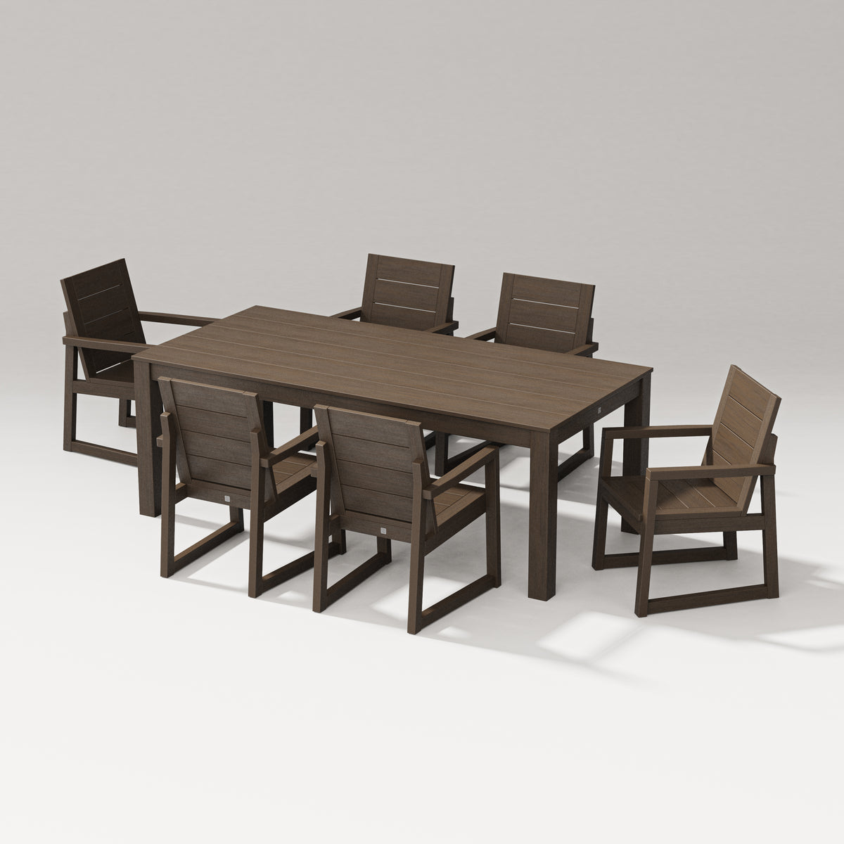 POLYWOOD PW Designer Series Elevate 7-Piece Parsons Table Dining Set in Kona