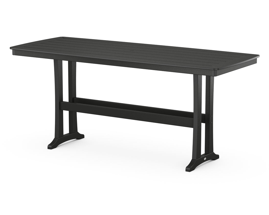POLYWOOD Nautical Trestle 39" x 97" Bar Table in Black