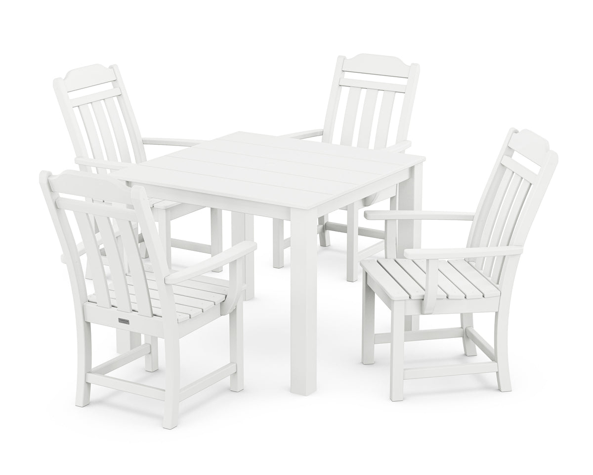 POLYWOOD Cottage 5-Piece Parsons Dining Set in White