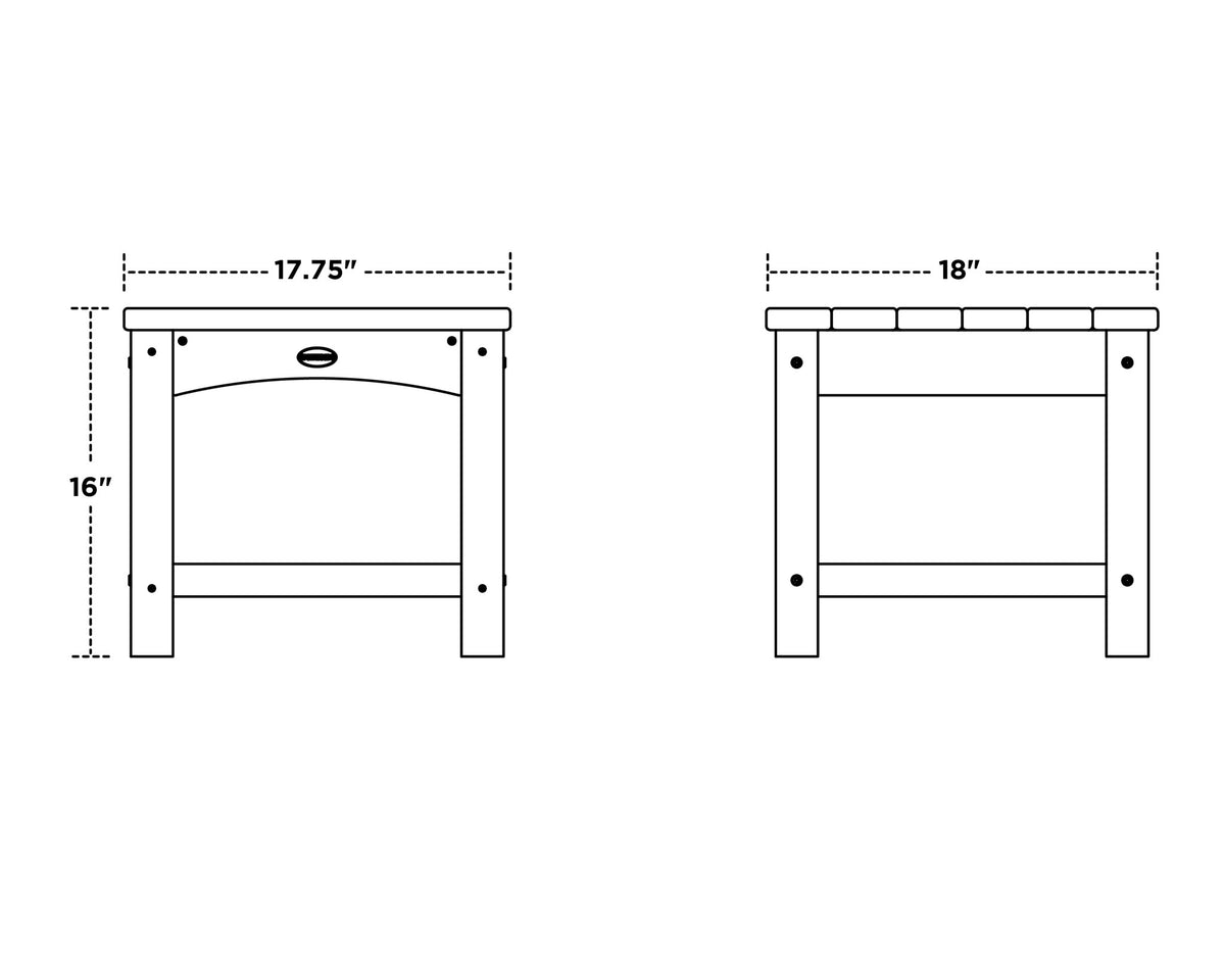 POLYWOOD Club 18" End Table dimensions