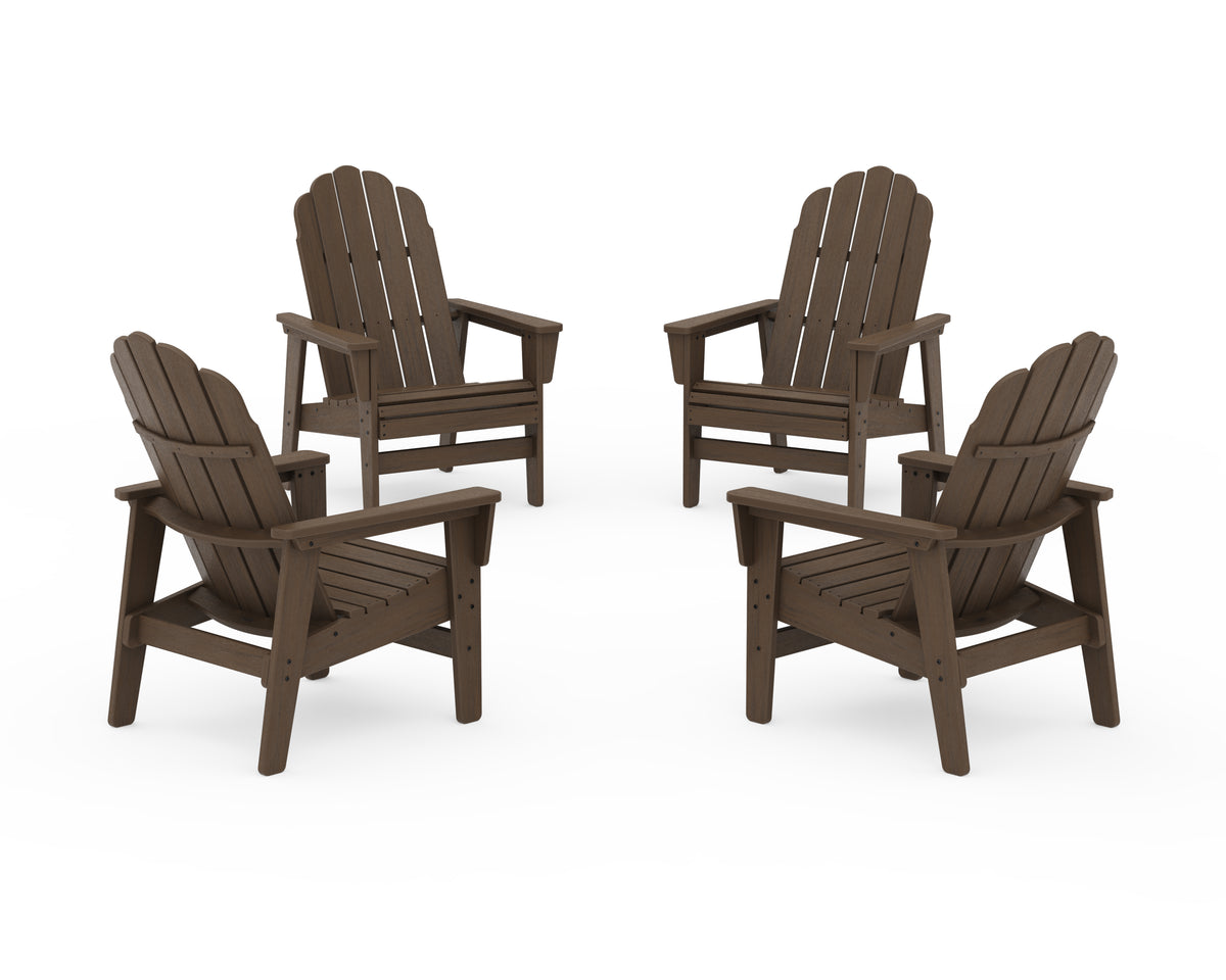 POLYWOOD 4-Piece Vineyard Grand Upright Adirondack Chair Conversation Set in Kona
