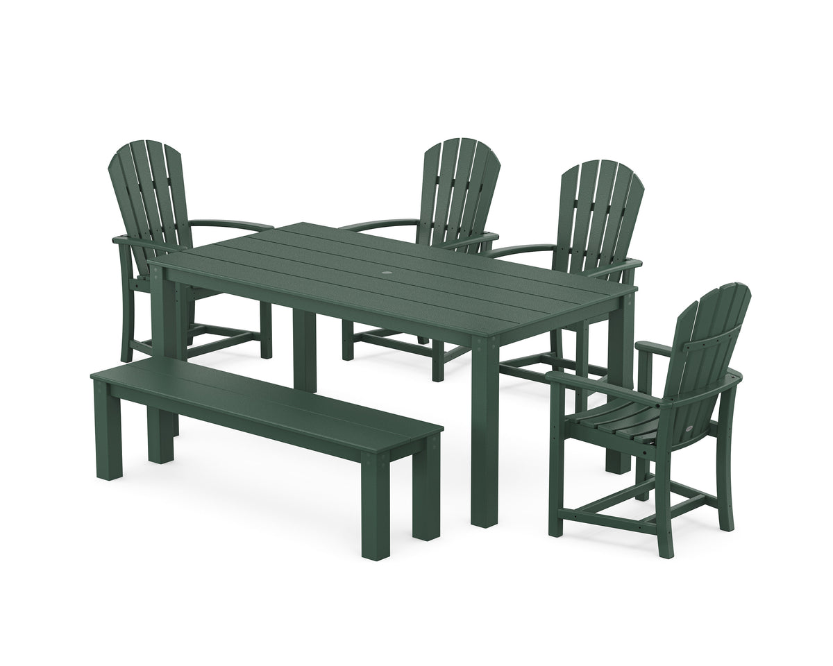 POLYWOOD Palm Coast 6-Piece Parsons Dining Set with Bench in Green