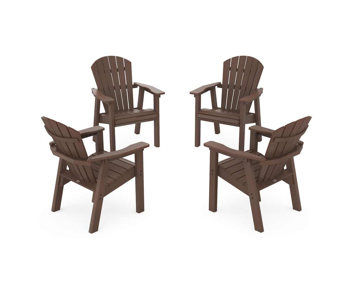 POLYWOOD Seashell 4-Piece Upright Adirondack Conversation Set in Mahogany