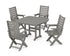 POLYWOOD Captain Folding Chair 5-Piece Dining Set with Trestle Legs - 44" Table in Slate Grey
