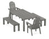 POLYWOOD Vineyard Curveback Adirondack 5-Piece Parsons Dining Set with Benches in Slate Grey