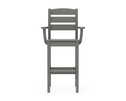 Angled view of the POLYWOOD Lakeside Bar Arm Chair in Slate Grey