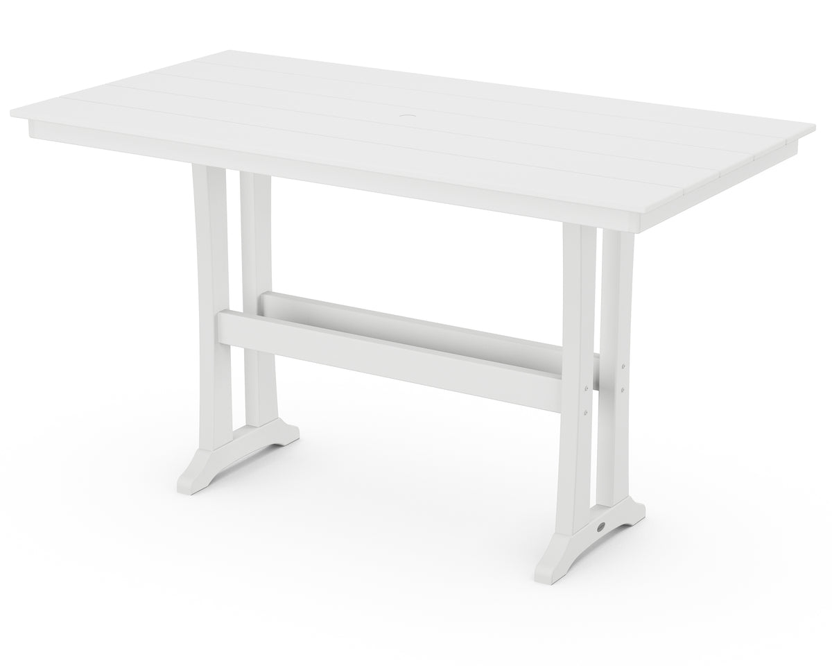 POLYWOOD Farmhouse Trestle 37" x 72" Bar Table in White