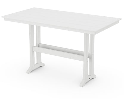 POLYWOOD Farmhouse Trestle 37" x 72" Bar Table in White