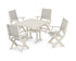 POLYWOOD Coastal Folding Chair 5-Piece Farmhouse Dining Set With Trestle Legs in Sand / Birch