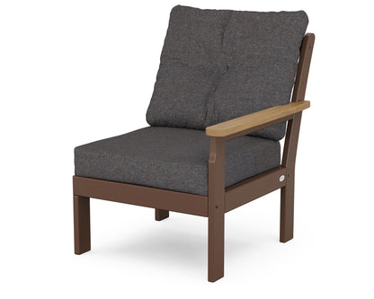 POLYWOOD Vineyard Modular Right Arm Chair in Mahogany / Natural / Ash Charcoal