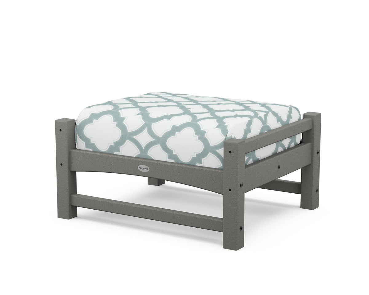 POLYWOOD Club Ottoman in Slate Grey / Trellis Glacier Spa