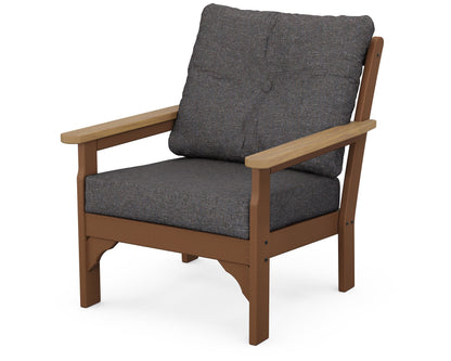 POLYWOOD Vineyard Deep Seating Chair in Teak / Natural / Ash Charcoal