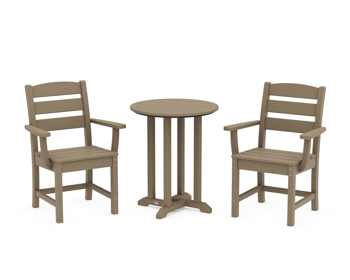 POLYWOOD Lakeside 3-Piece Round Bistro Dining Set in Vintage Sahara
