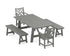 POLYWOOD Chippendale 5-Piece Rustic Farmhouse Dining Set with Benches in Slate Grey