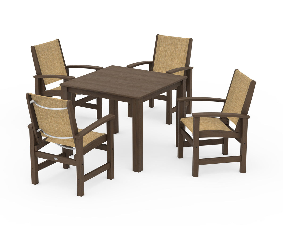 POLYWOOD Coastal 5-Piece Parsons Dining Set in Kona / Burlap