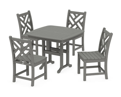 POLYWOOD Chippendale 5-Piece Side Chair Dining Set in Slate Grey