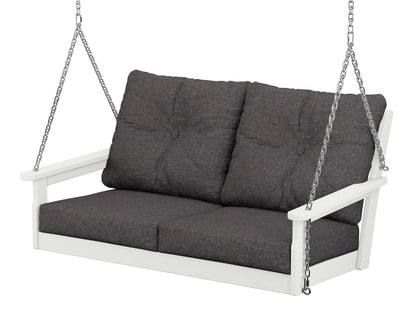 POLYWOOD Vineyard Deep Seating Swing in Vintage White / Ash Charcoal