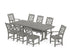 POLYWOOD Chinoiserie 9-Piece Farmhouse Dining Set with Trestle Legs in Slate Grey
