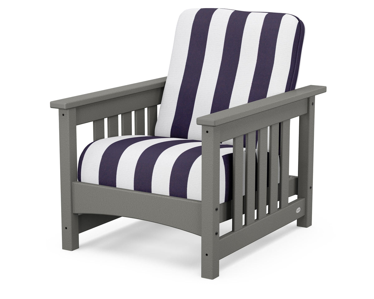 POLYWOOD Club Mission Chair in Slate Grey / Cabana Stripe Navy