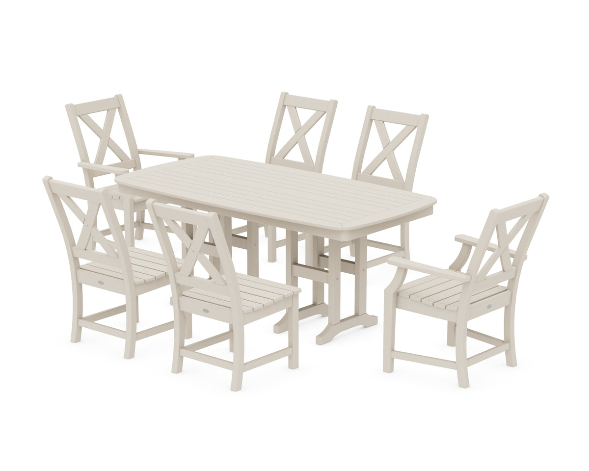 POLYWOOD Braxton 7-Piece Dining Set - 37" x 72" Table in Sand