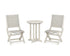 POLYWOOD Coastal Folding Side Chair 3-Piece Round Bistro Dining Set in Sand / Birch
