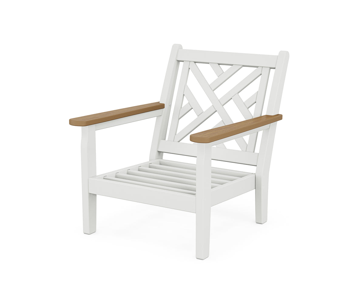 POLYWOOD Chippendale Deep Seating Chair Frame in White / Natural
