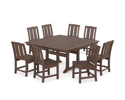POLYWOOD Mission Side Chair 9-Piece Square Dining Set with Trestle Legs in Mahogany