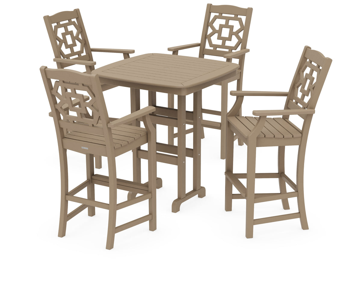 POLYWOOD Chinoiserie 5-Piece Bar Set in Vintage Sahara