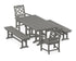 POLYWOOD Chinoiserie 5-Piece Farmhouse Dining Set with Benches in Slate Grey