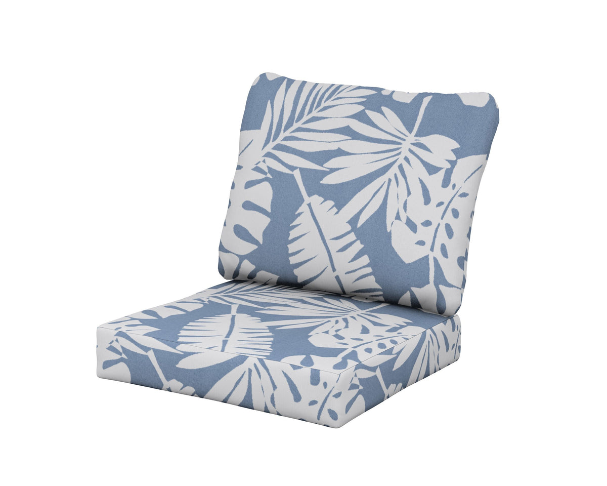POLYWOOD Baffle Seat/Back Cushion in Leaf Sky Blue