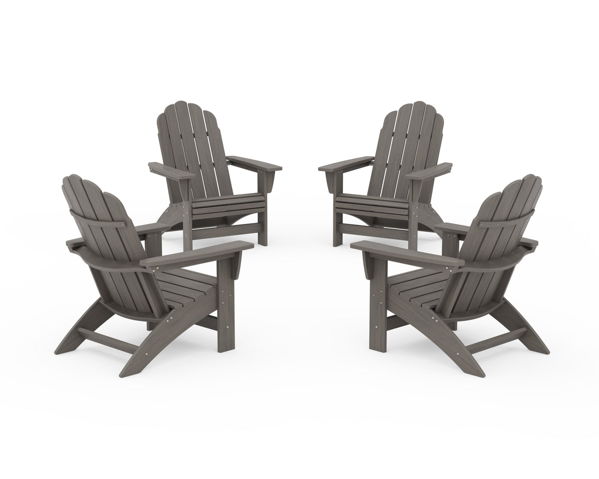 POLYWOOD 4-Piece Vineyard Grand Adirondack Chair Conversation Set in Driftwood