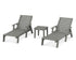 POLYWOOD Captain Chaise 3-Piece Set with Arms in Slate Grey
