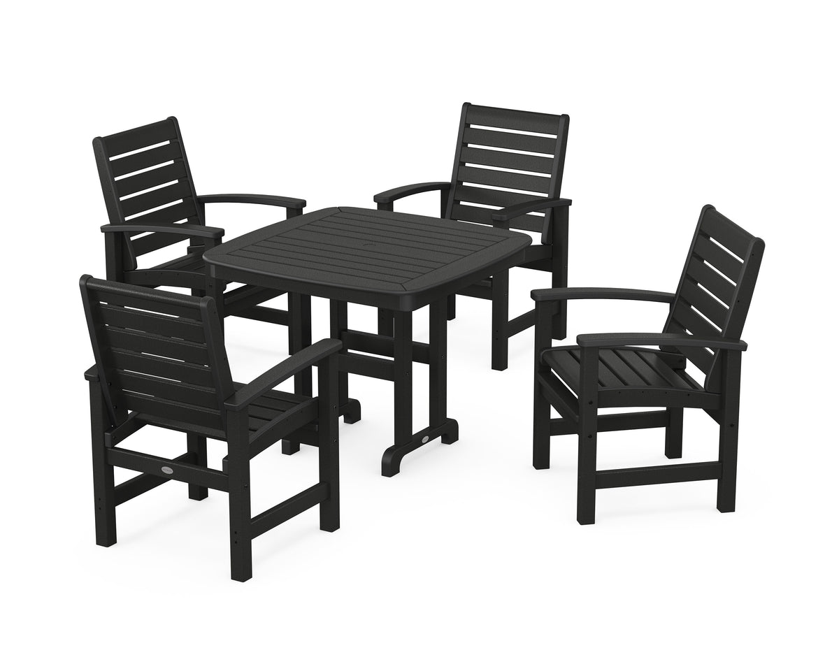 POLYWOOD Signature 5-Piece Dining Set - 37" Table in Black
