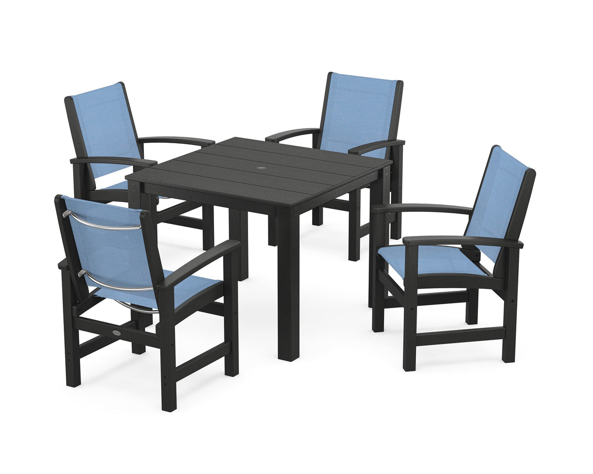 POLYWOOD Coastal 5-Piece Parsons Dining Set in Black / Poolside