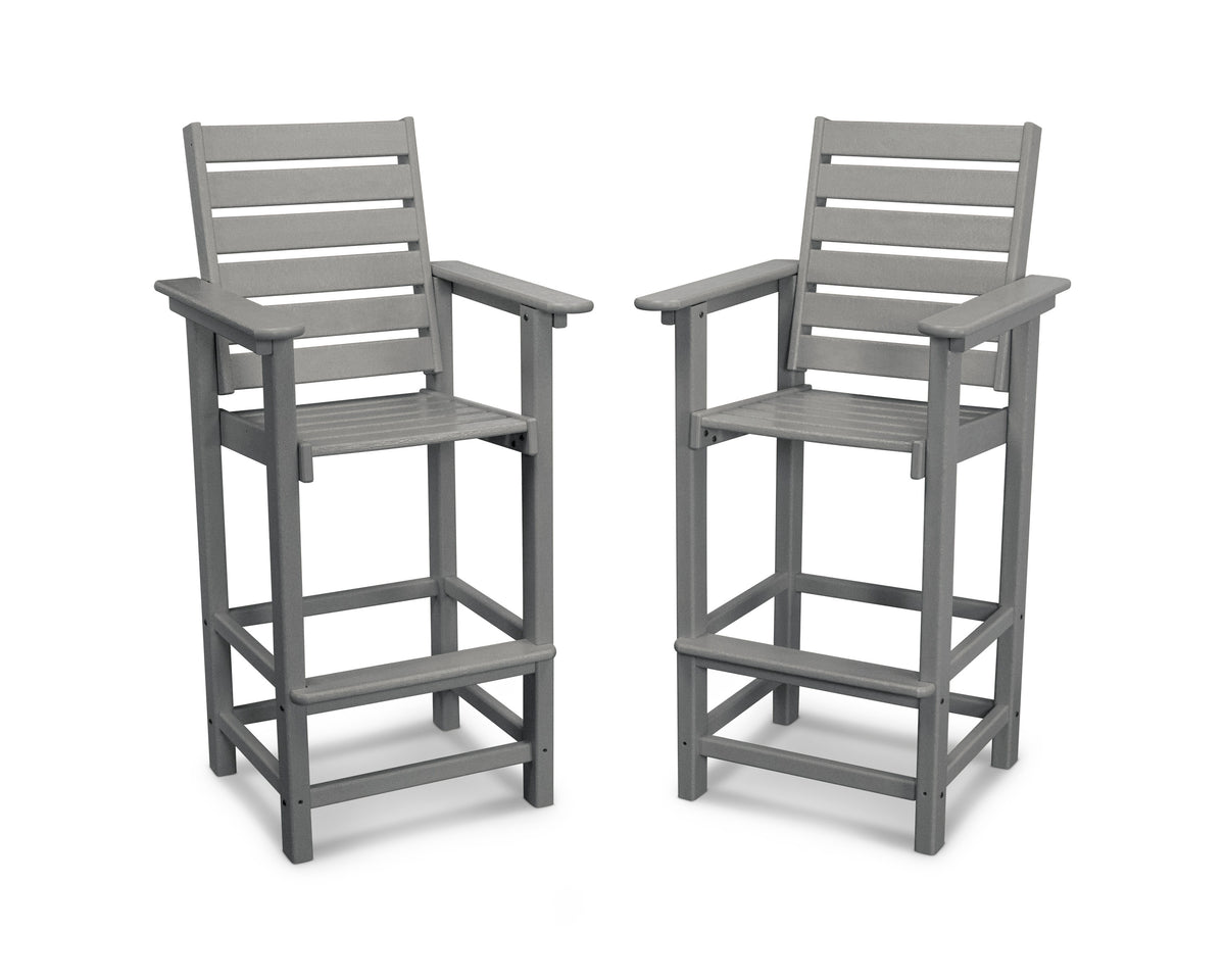 POLYWOOD Captain Bar Chair Duo in Slate Grey