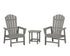 POLYWOOD South Beach Casual Chair 3-Piece Set with 18" South Beach Side Table in Slate Grey