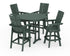 POLYWOOD Modern Adirondack 5-Piece Nautical Trestle Round Bar Set with Swivels in Green
