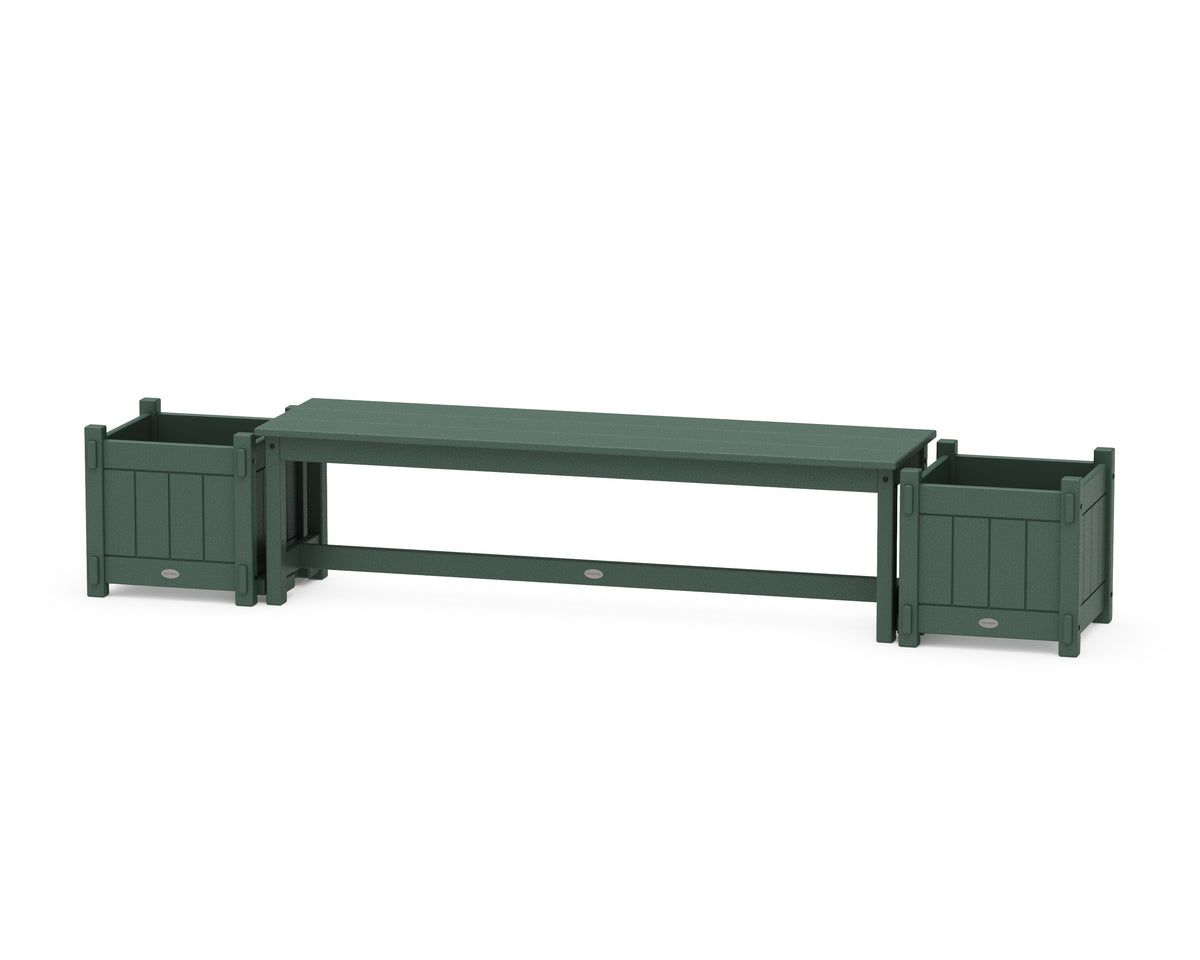 POLYWOOD 60" Vineyard Straight Planter Bench Set in Green