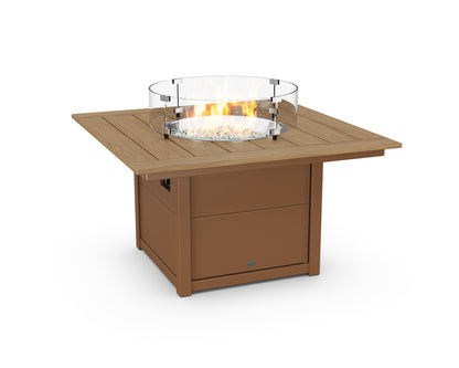 POLYWOOD Square 42" Fire Pit Table in Teak / Natural