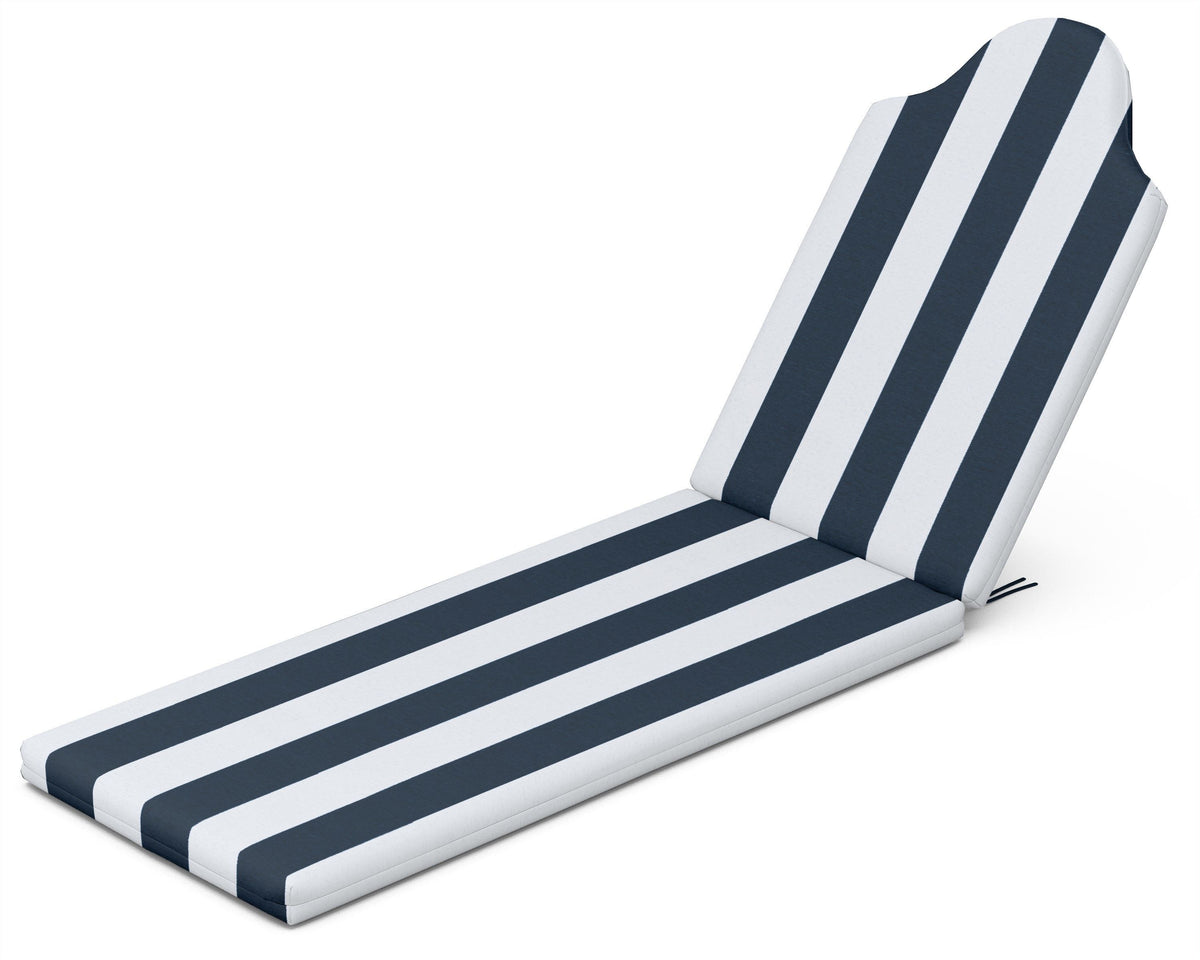 POLYWOOD Chaise Cushion in Cabana Stripe Marine Indigo