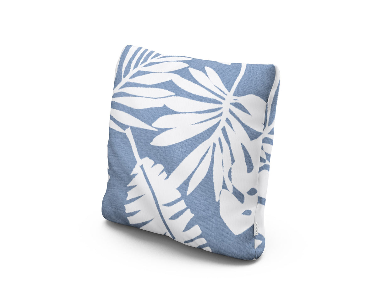POLYWOOD 18" Outdoor Throw Pillow in Leaf Sky Blue
