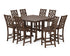 POLYWOOD Country Living Wovendale Side Chair 9-Piece Square Bar Set with Trestle Legs in Mahogany