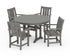 POLYWOOD Oxford 5-Piece Round Dining Set with Trestle Legs in Slate Grey