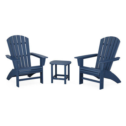 Polywood Nautical 3-Piece Curveback Adirondack Set