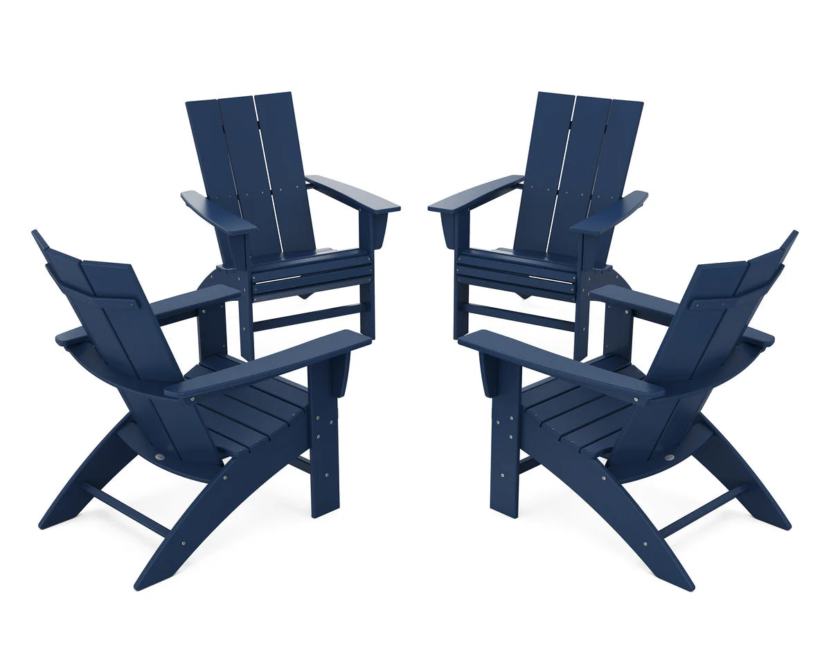 POLYWOOD 4-Piece Modern Curveback Adirondack Conversation Set