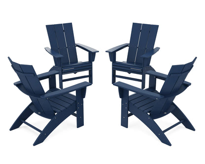 POLYWOOD 4-Piece Modern Curveback Adirondack Conversation Set
