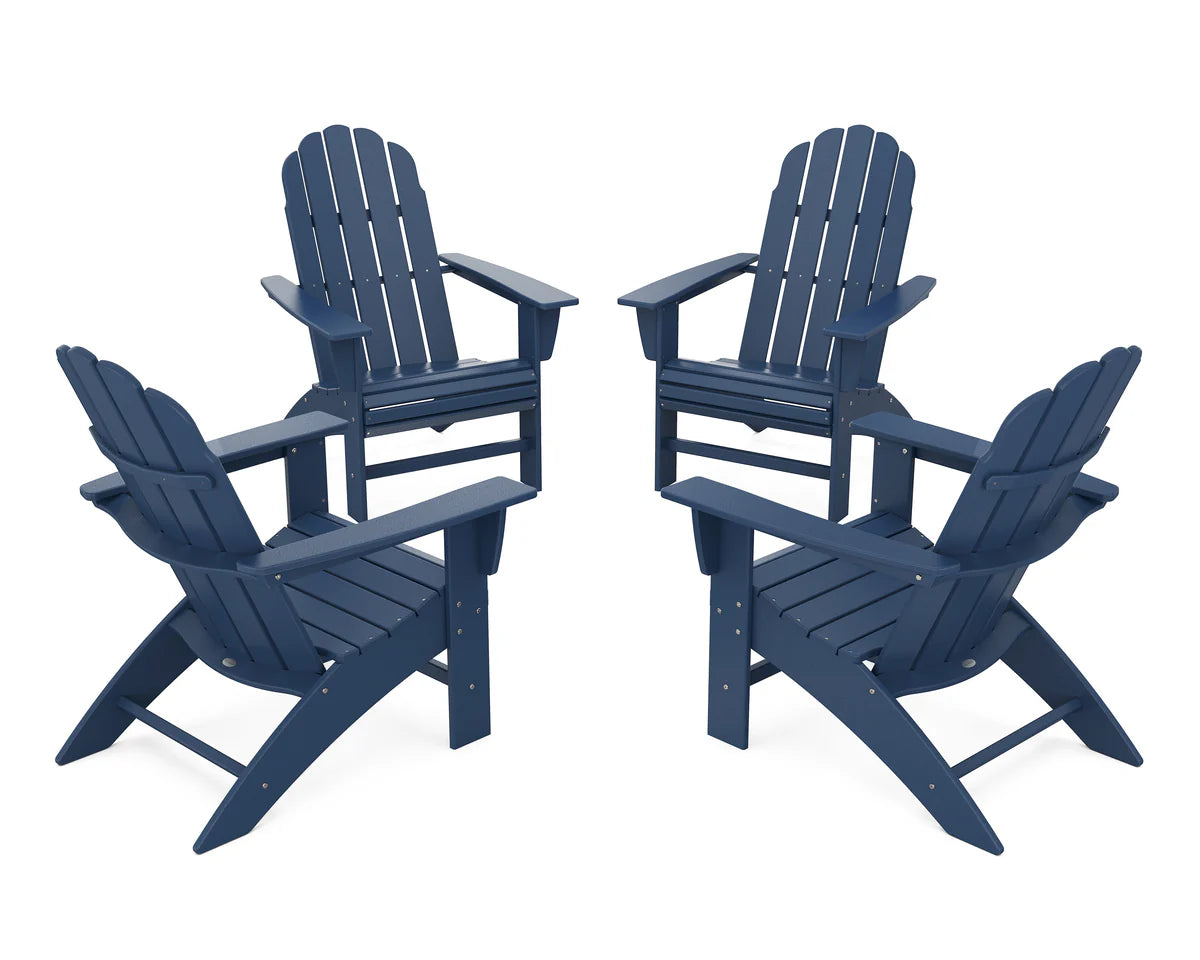 POLYWOOD 4-Piece Vineyard Curveback Adirondack Chair Conversation Set