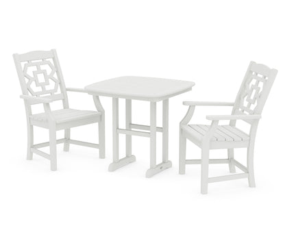 POLYWOOD Chinoiserie 3-Piece Dining Set in Vintage White